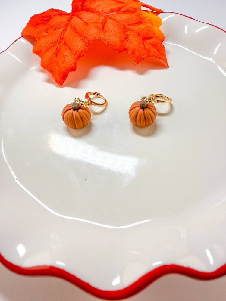Mini Orange Pumpkin Dangle Earrings