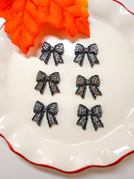Spiderweb Halloween Bow Stud Earrings