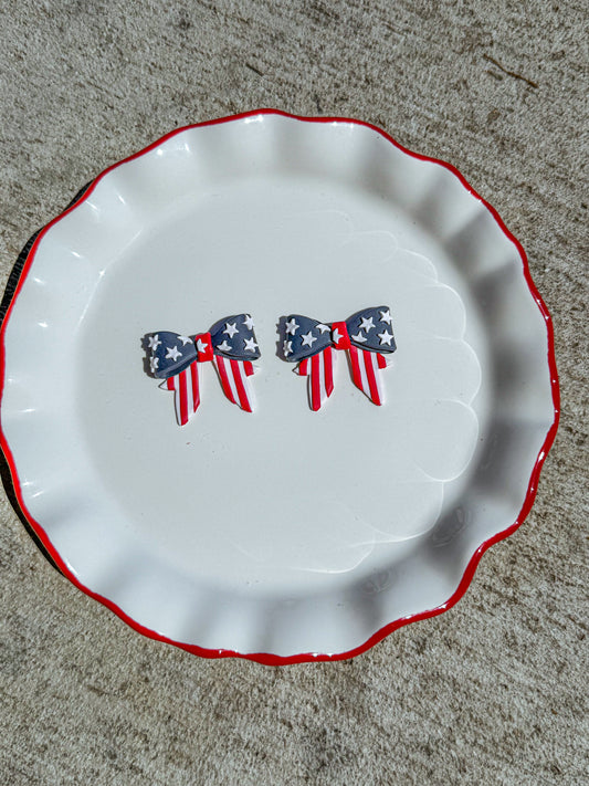 Patriotic Flag Bow Earrings