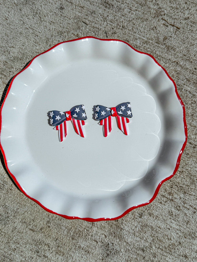 Patriotic Flag Bow Earrings