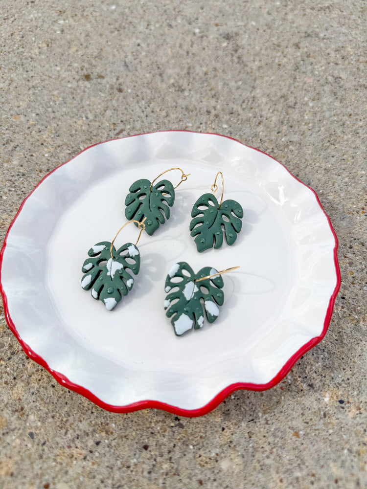 Tropical Monstera Hoop Earrings