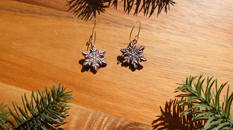 Gingerbread Snowflake Earrings