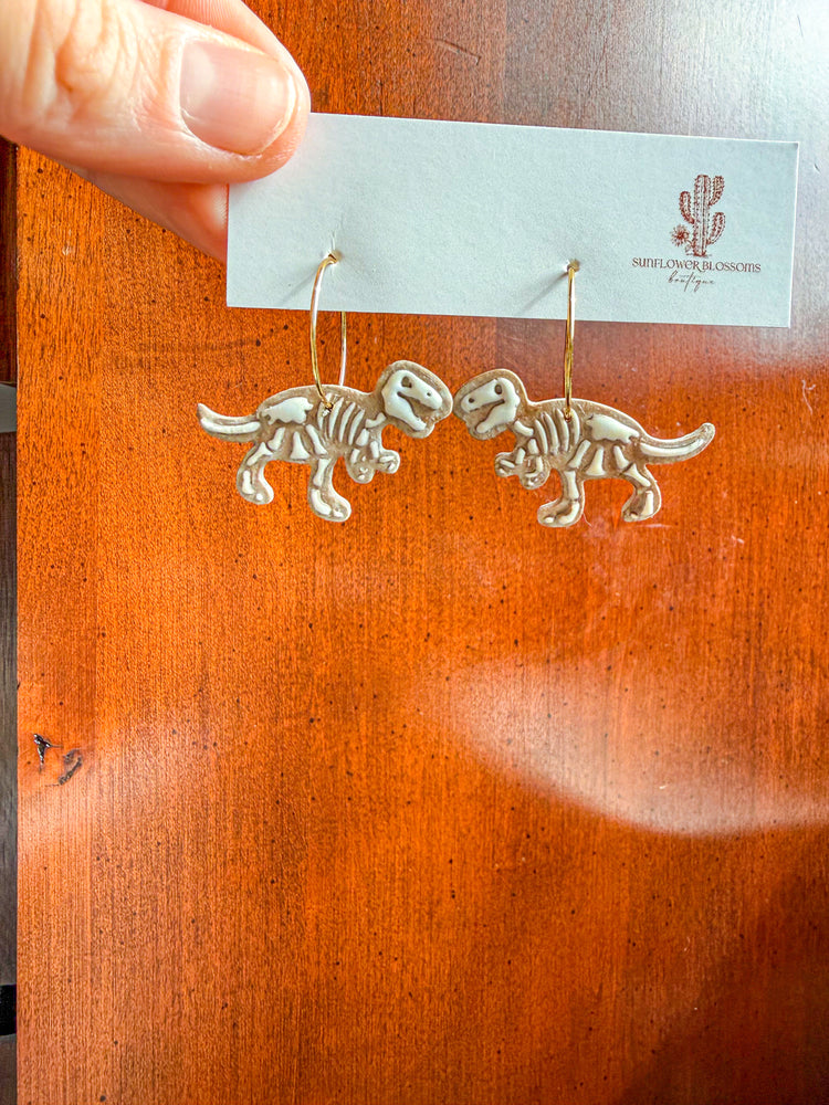 Fossil Dinosaur Hoop Earrings