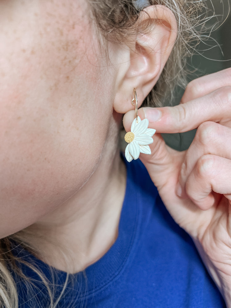 Half Daisy Hoop Earrings