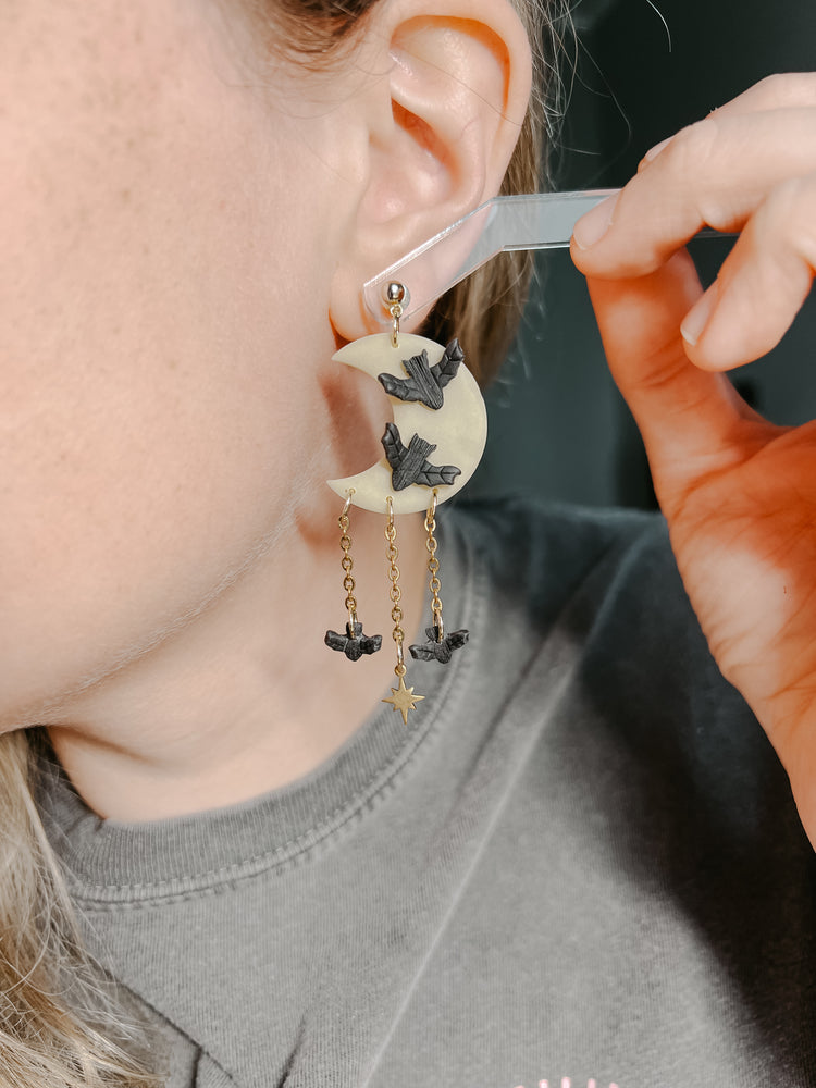 Glow In The Dark Bat Dangle Earrings