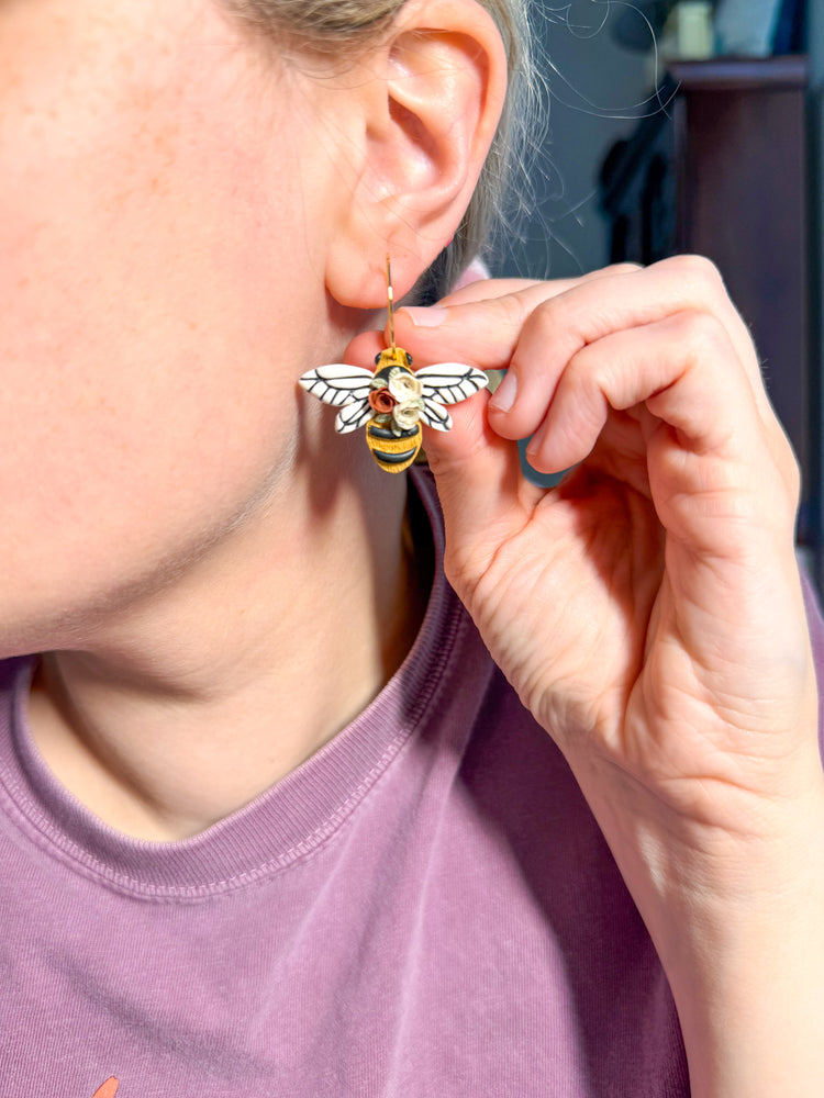 Botanical Bee Statement Earrings