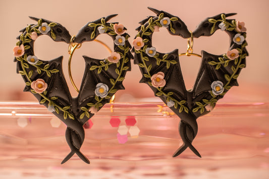 Floral Dragon Heart Earrings