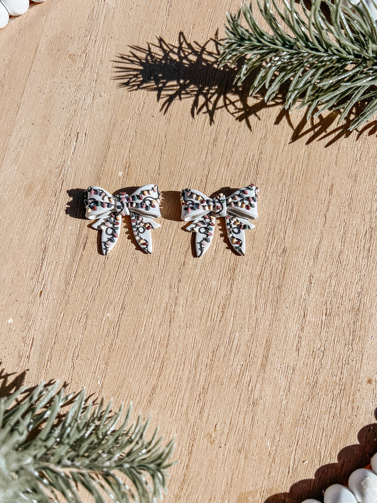 Xmas Lights Bow Stud Earrings