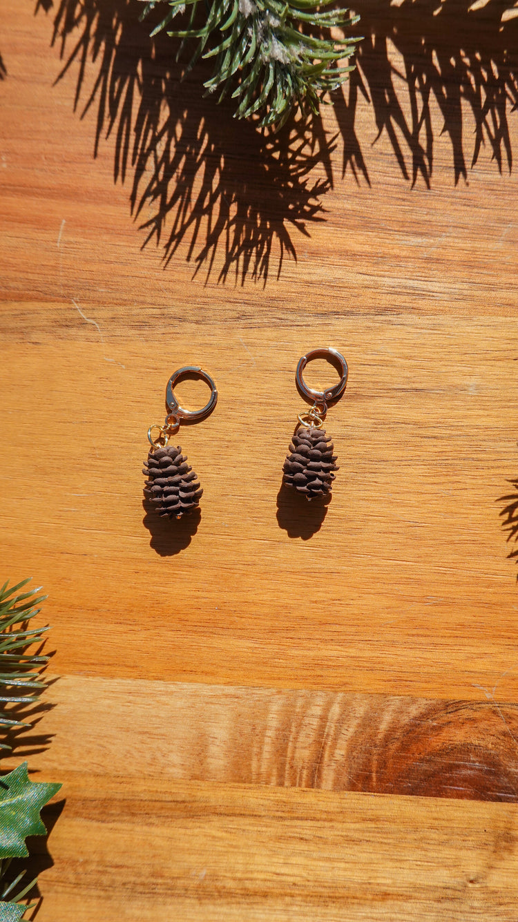 Cozy Pine Cone Dangle Earrings