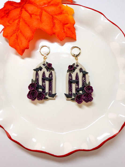 Midnight Bats Cathedral Dangle Earrings