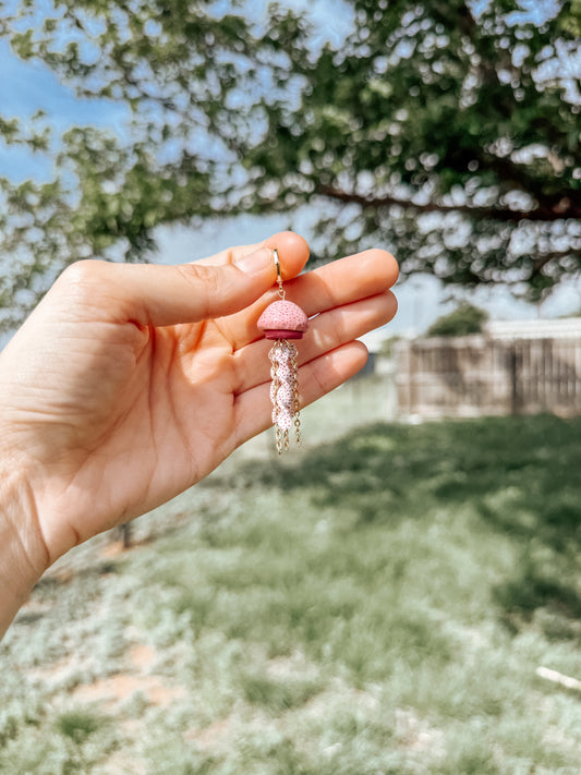 Pink Stinger Jelly Fish Dangle Earrings