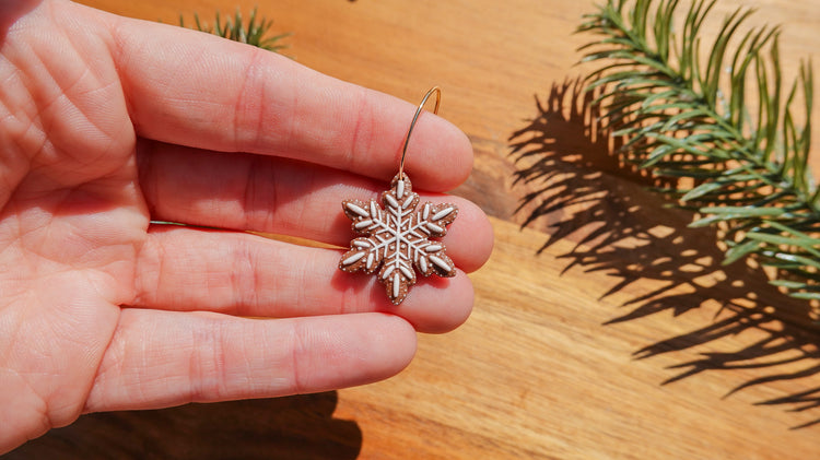 Gingerbread Snowflake Earrings
