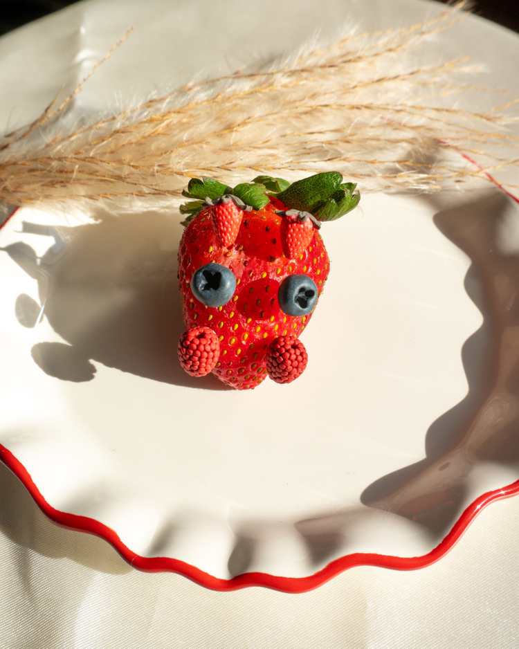 strawberry, blueberry, and raspberry stud earrings