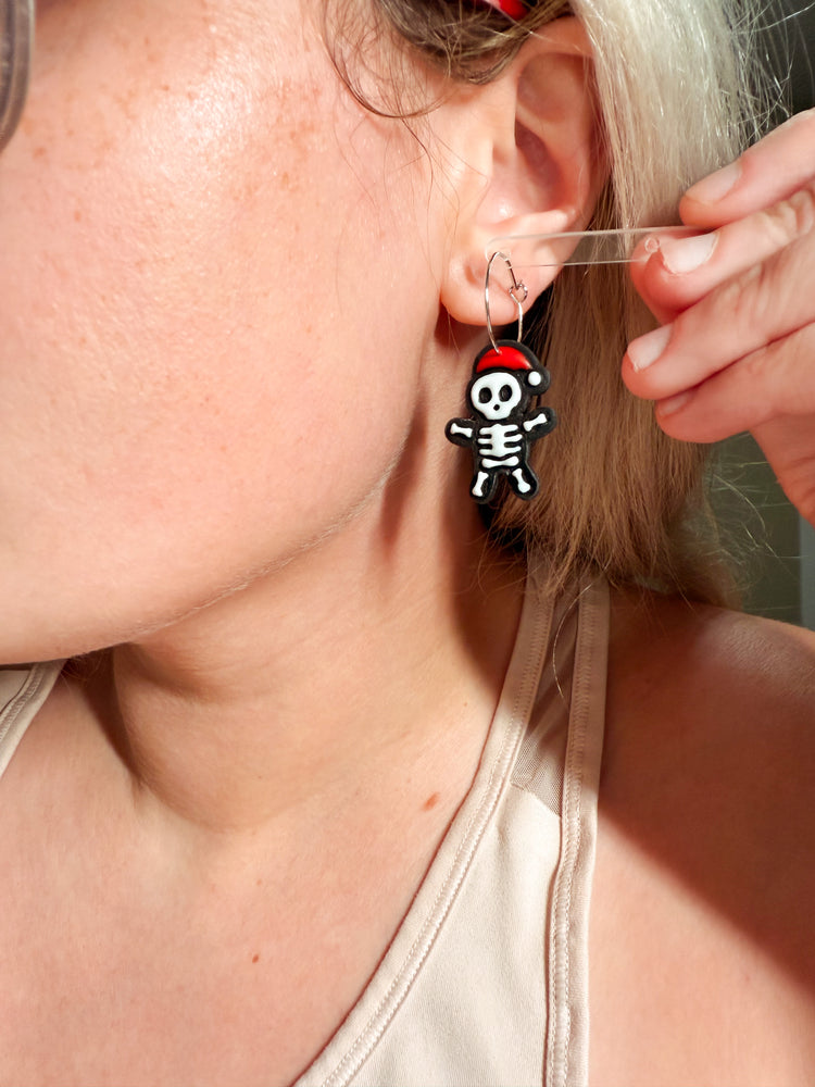 Skeleton Santa Clay Earrings