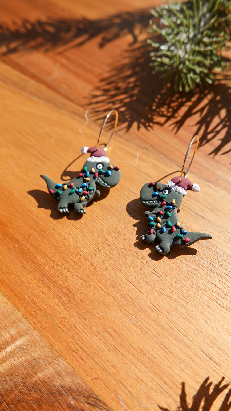Christmasasaurus Dangle Earrings