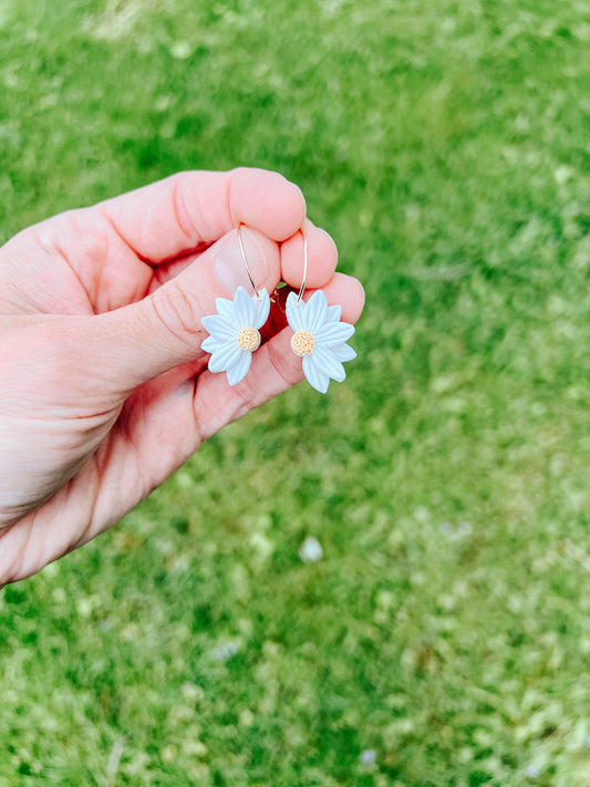 Half Daisy Hoop Earrings