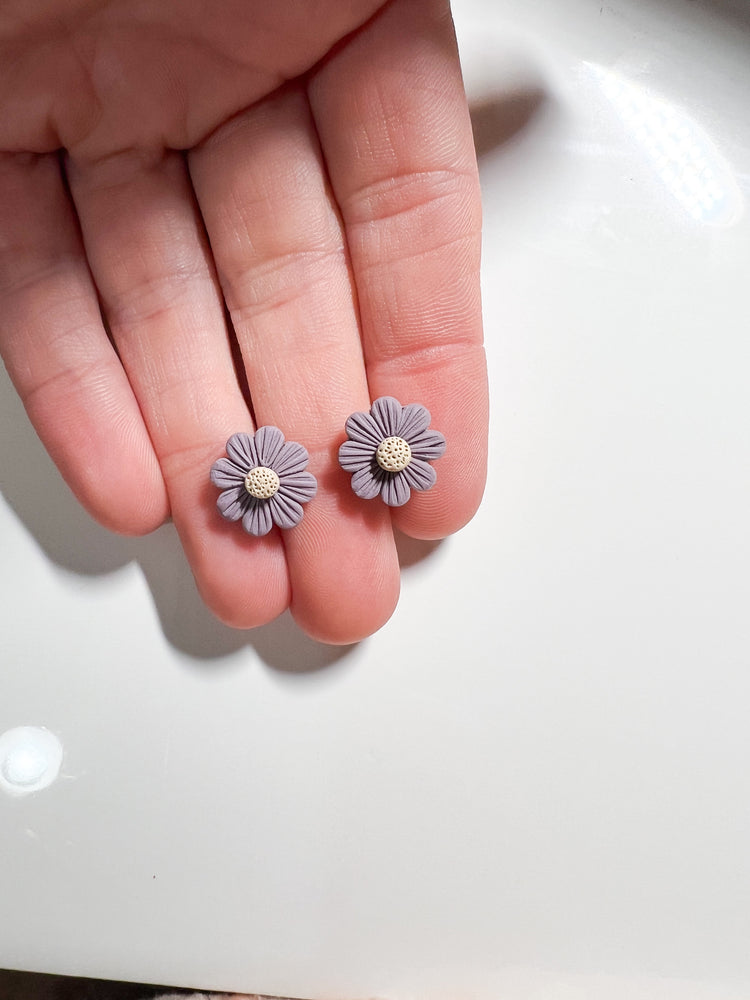 Purple Flower Stud Earrings