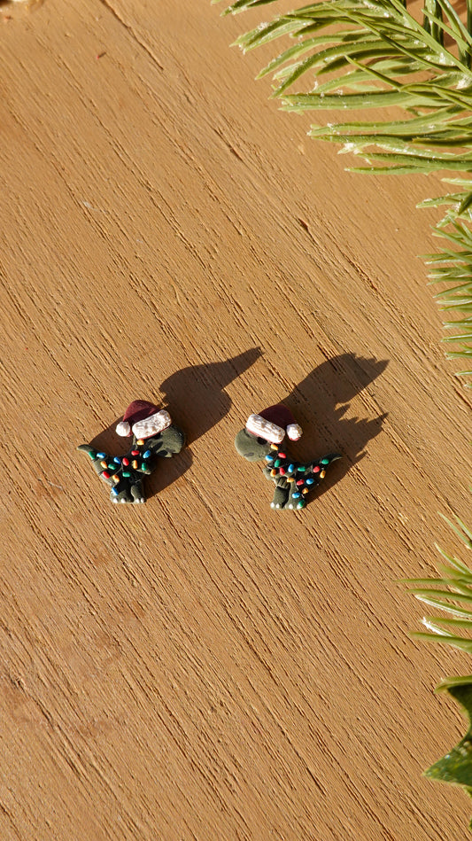 Festive T-Rex Stud Earrings