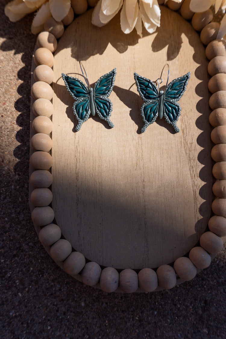 Hunter Green Butterfly Earrings