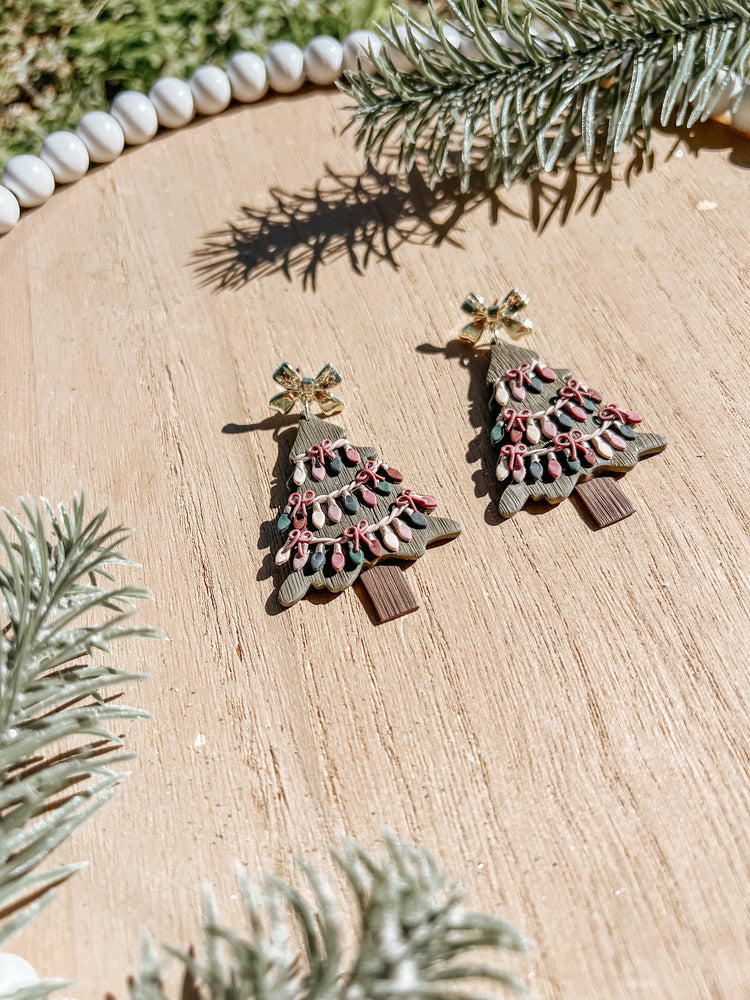 Xmas Tree Light Dangle Earrings