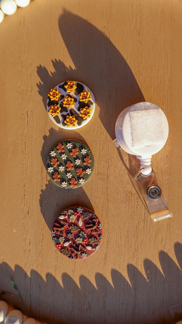 Interchangeable Clay Badge Reel Toppers