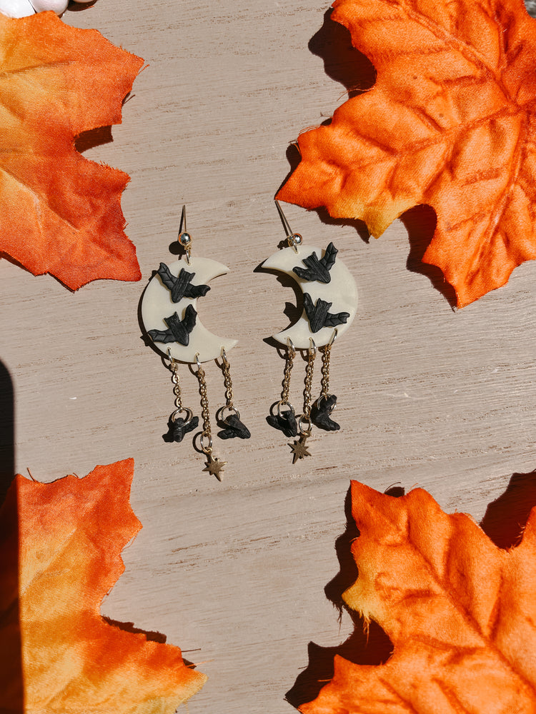 Glow In The Dark Bat Dangle Earrings