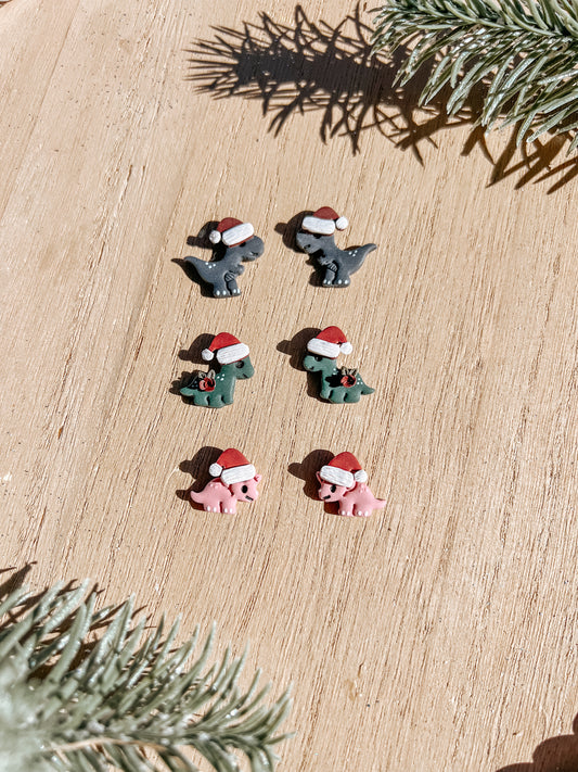 Xmas Dinosaur Stud Earrings