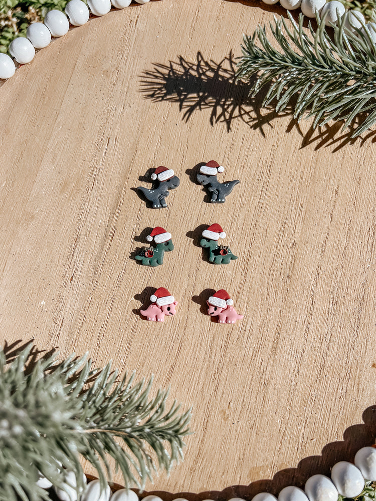 Xmas Dinosaur Stud Earrings