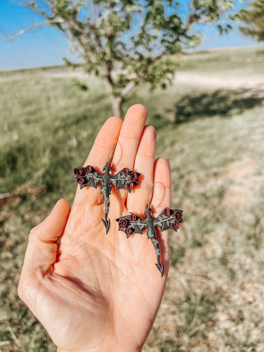 Floral Dragon Hoop Earrings