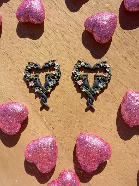 Floral Dragon Heart Earrings