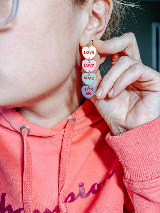 Conversation Heart Dangle Earrings