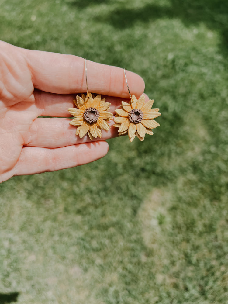 Full Sunflower Hoop Earrings