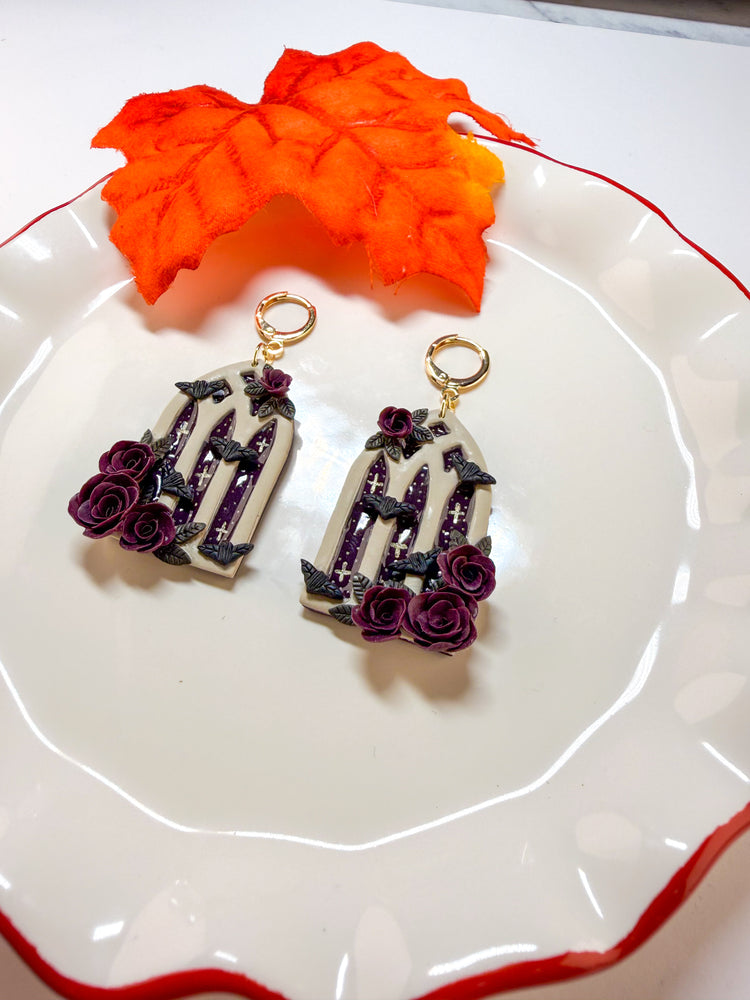 Midnight Bats Cathedral Dangle Earrings