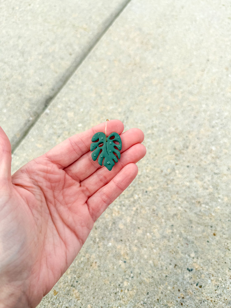 Tropical Monstera Hoop Earrings