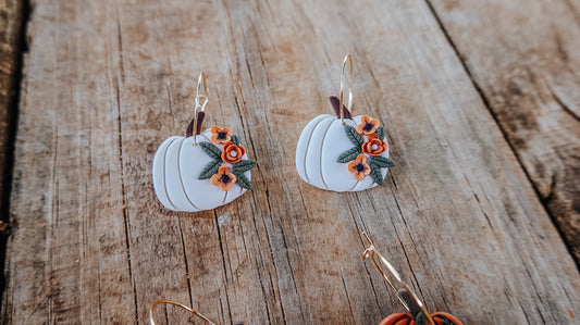 Floral Dangle Pumpkin Earrings