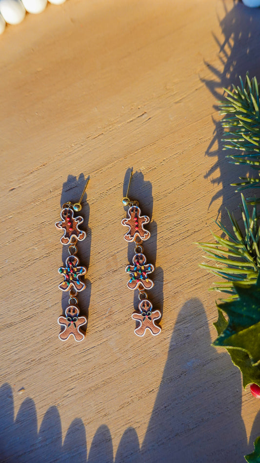 Gingerbread Trio Dangle Earrings