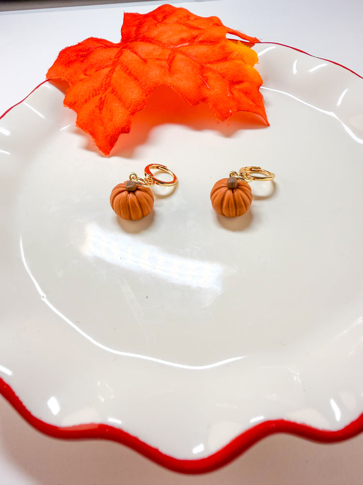 Mini Orange Pumpkin Dangle Earrings