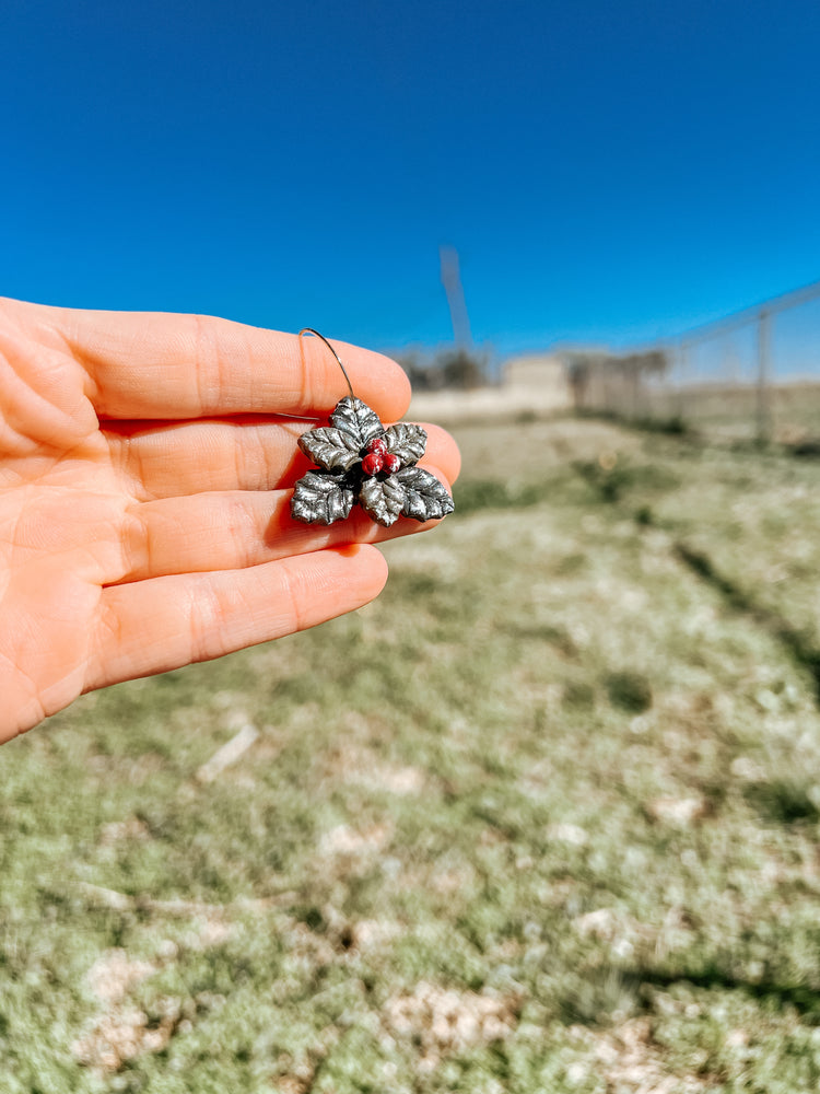 Holly Leaf Hoop Earrings NEW