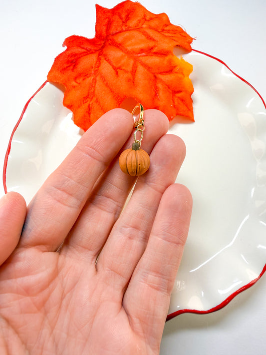 Mini Orange Pumpkin Dangle Earrings