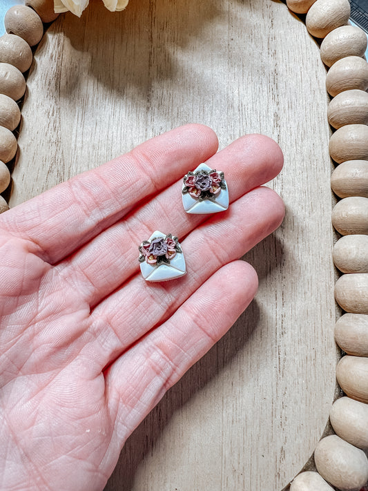 Floral Love Letter Stud Earrings