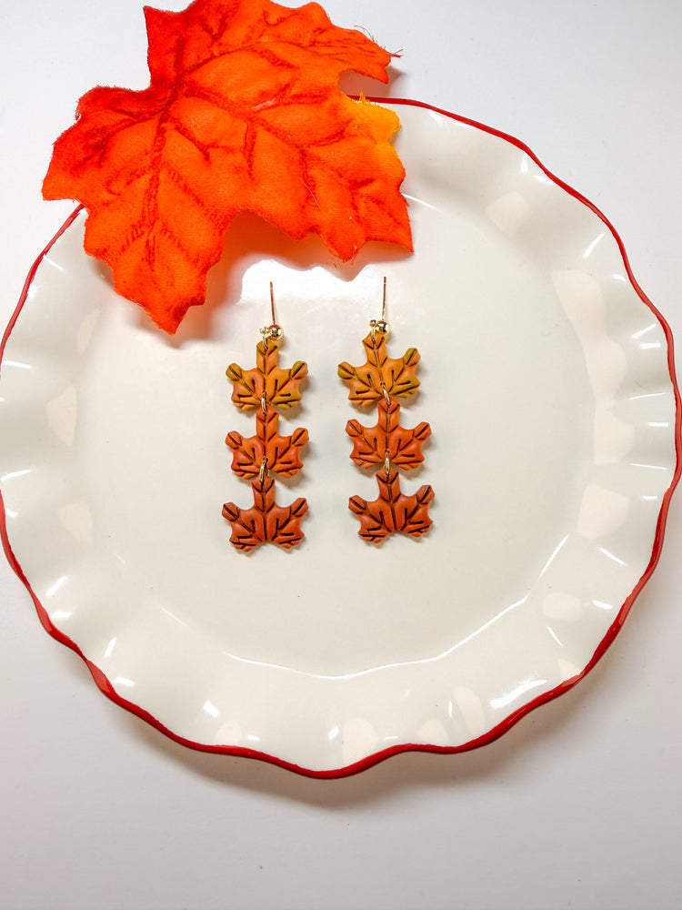 Autumn Maple Leaf Dangle Earrings