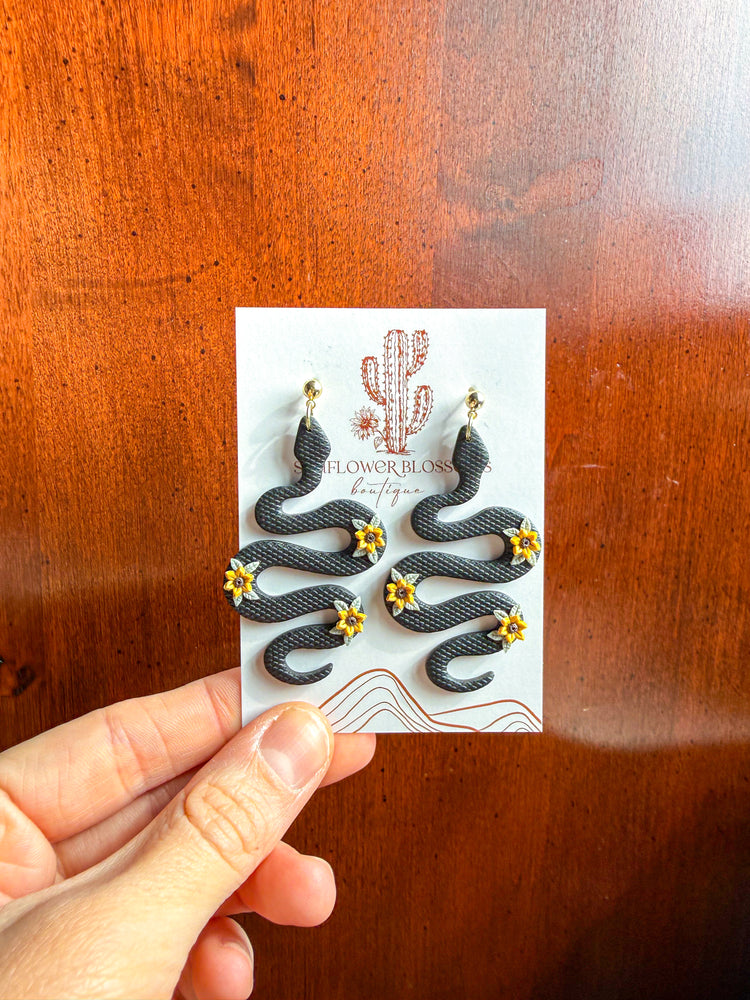 Sunflower Snake Earrings