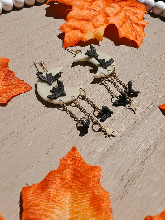 Glow In The Dark Bat Dangle Earrings