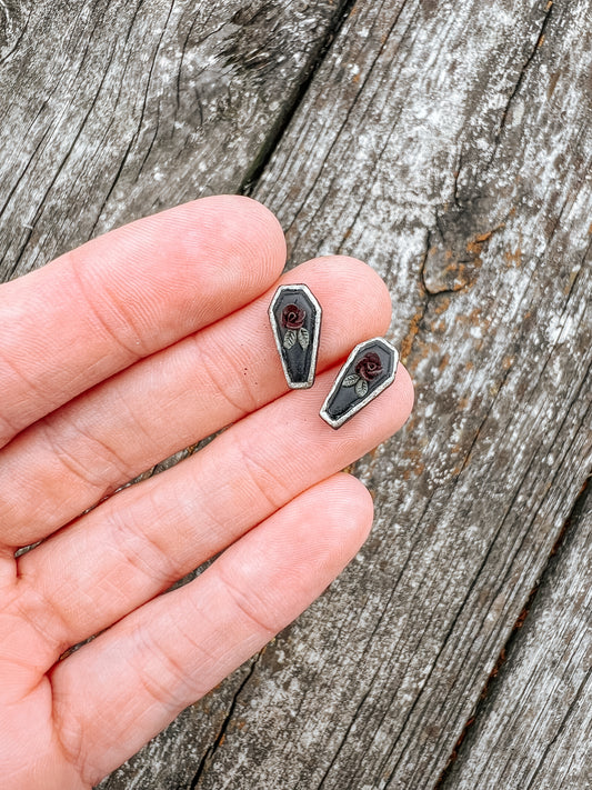 Flower Coffin Stud Earrings