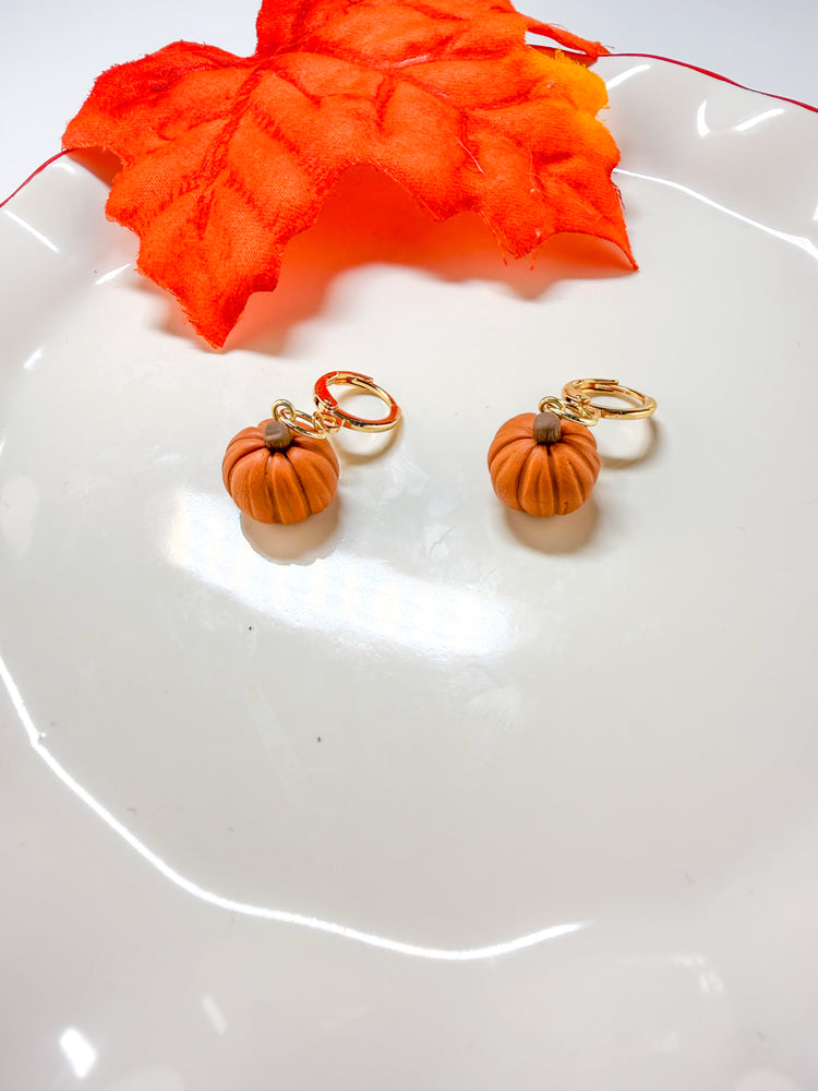 Mini Orange Pumpkin Dangle Earrings