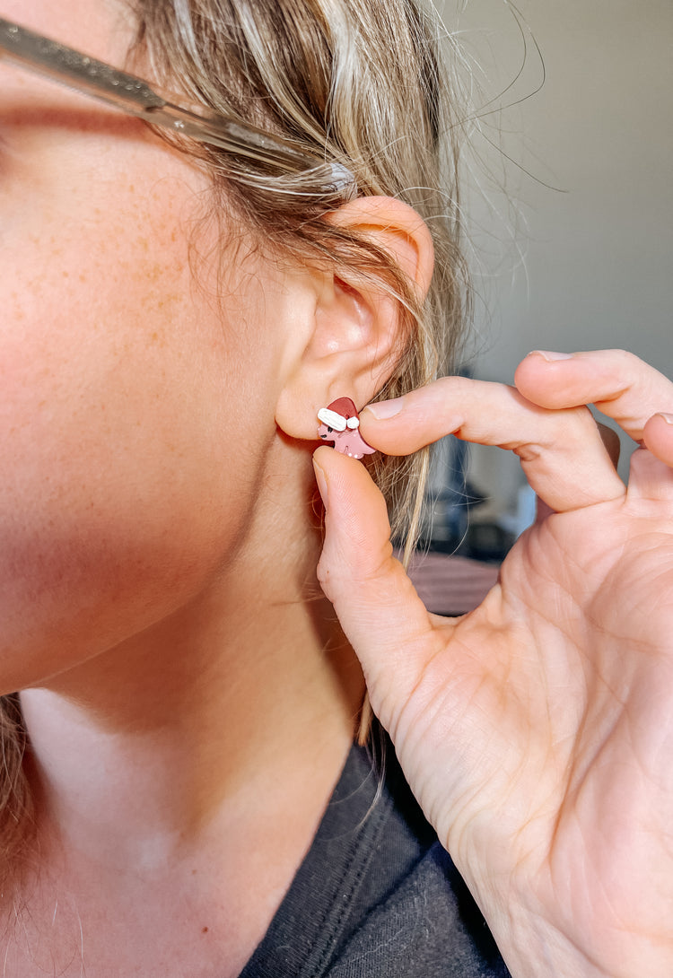 Xmas Dinosaur Stud Earrings