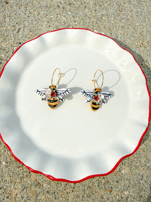 Botanical Bee Statement Earrings