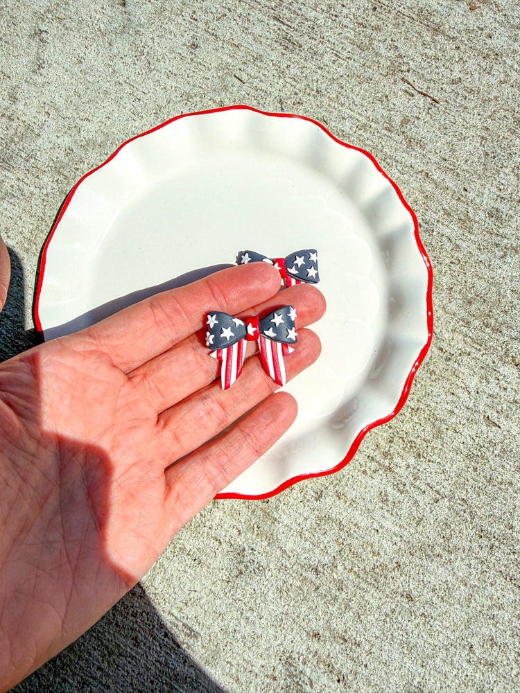 Patriotic Flag Bow Earrings