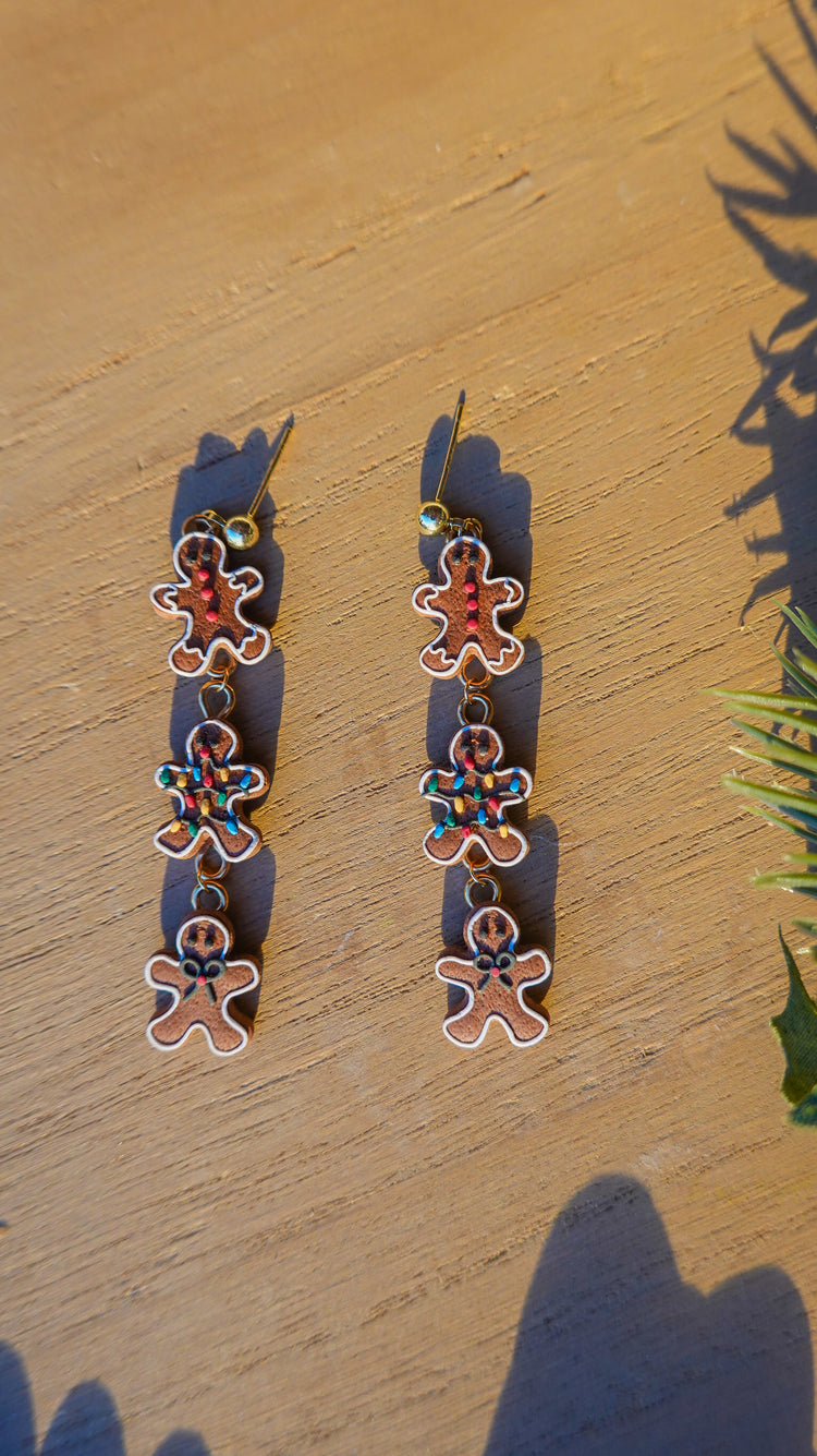 Gingerbread Trio Dangle Earrings