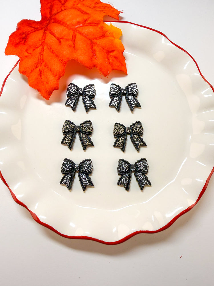 Spiderweb Halloween Bow Stud Earrings